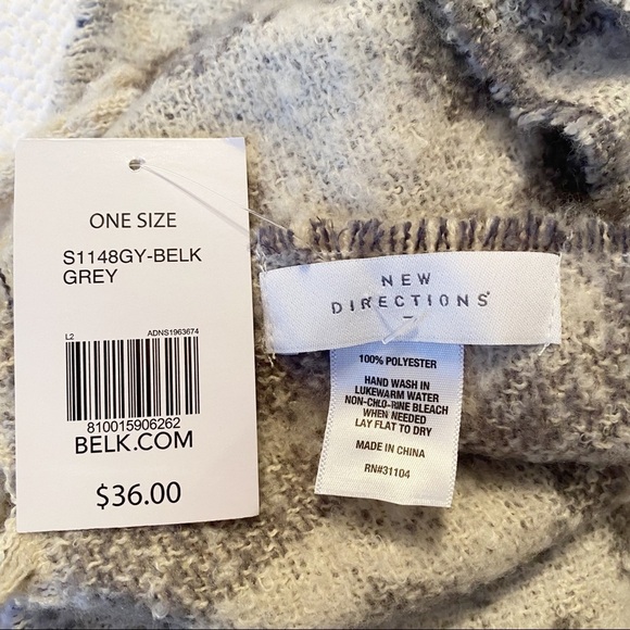 New Directions NWT Fringe Leopard Gray Scarf Wrap - Picture 2 of 12